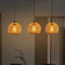 Bamboo Pendant Lamp Hanging Lamp Handmade Rattan Chandelier Fixture Restaurant Dining Room Indoor Lighting AC85-260V