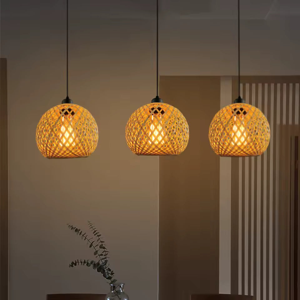 Bamboo Pendant Lamp Hanging Lamp Handmade Rattan Chandelier Fixture Restaurant Dining Room Indoor Lighting AC85-260V