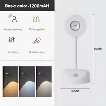Lámpara de pared inalámbrica inteligente con sensor de movimiento, recargable por USB, con foco LED regulable para iluminar cuadros e imágenes.