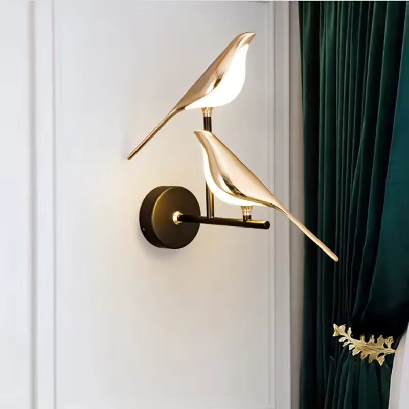 Nordic Golden Bird Led Wall Lights, Creative Bedroom And Living Room Lamp