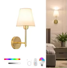 Lámpara de pared inalámbrica recargable con batería de 4000 mAh, regulable, bombilla desmontable y control remoto, lámpara de pared inalámbrica de 15 colores, adecuada para decoración de dormitorios, salas de estar y pasillos