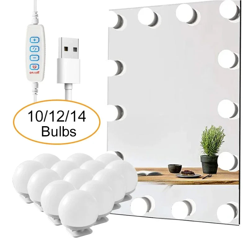 Professional Led Detachable Bulbs For Makeup Mirror, Usb Powered Vanity Light.