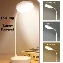 HOMEFISH Portable LED Desk Lamp USB Plug Battery Powered 3 Color Stepless Dimming Eye Protection Light for Bedroom Bedside Study