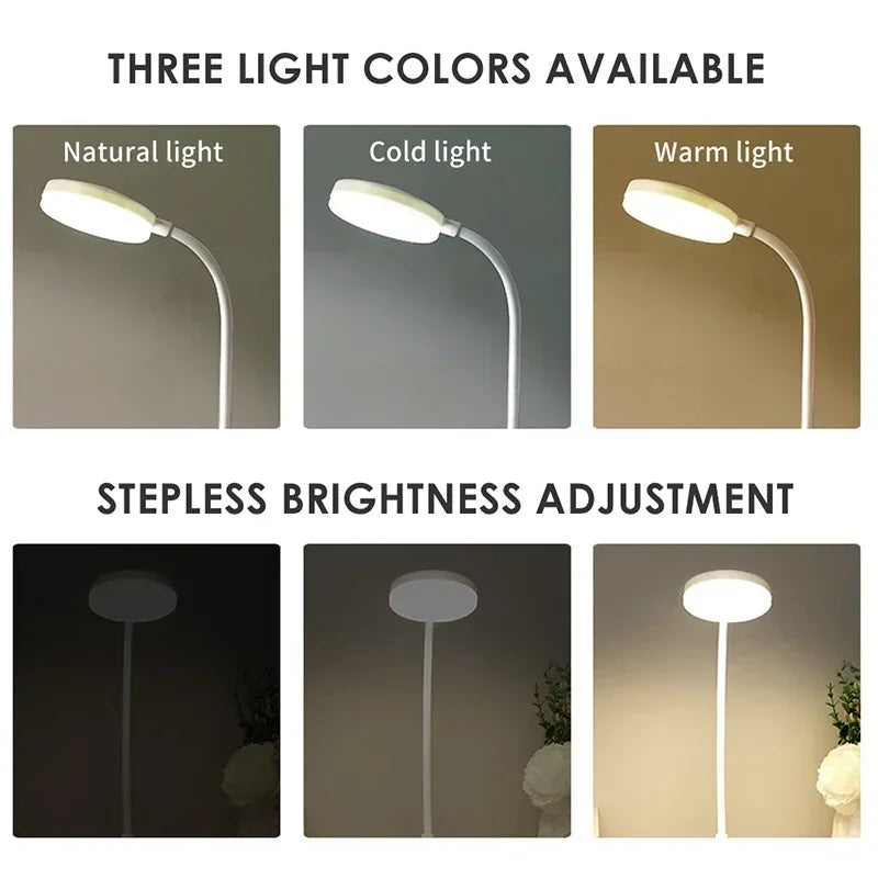 HOMEFISH Portable LED Desk Lamp USB Plug Battery Powered 3 Color Stepless Dimming Eye Protection Light for Bedroom Bedside Study