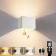 Wireless Rechargeable Battery-Powered Wall Light with Motion Sensor and Remote Control, 3-Color Wireless Wall Light, Led Indoor Up-And-Down Wall Light, 4000Mah, Adjustable Brightness, Magnetic Wall Light, Led Wall Light for Bedroom, Living Room, Hallway