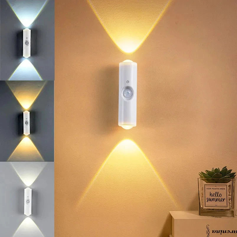 Luz nocturna inteligente con gradiente RGB, lámpara de pared recargable con Sensor de movimiento magnético para dormitorio, baño, armario, jardín, decoración del hogar