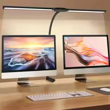 Lámpara LED de escritorio de doble cabezal, luz regulable para Monitor de PC, lámparas de mesa USB, luces de lectura, protección ocular, modo de 3 colores para oficina