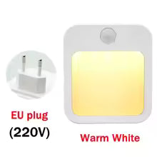 Motion Sensor LED Night Lights EU Plug Dimmable Cabinet Light for Baby Bedside Bedroom Corridor Wireless Night Lamp Lighting