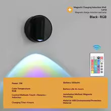 Magnetic Base USB Rechargeable LED Cordless Wall Light with Touch Switch Black White Magnet Dimmable Bedside Lamp for Reading