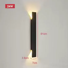 Outdoor Waterproof Wall Lamps Strip Aluminum Wall Lights 18W LED Black Wall Lamp Bedroom Exterior Outdoor Lighting Fixtures