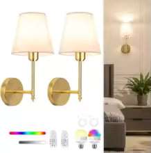 Lámpara de pared inalámbrica recargable con batería de 4000 mAh, regulable, bombilla desmontable y control remoto, lámpara de pared inalámbrica de 15 colores, adecuada para decoración de dormitorios, salas de estar y pasillos