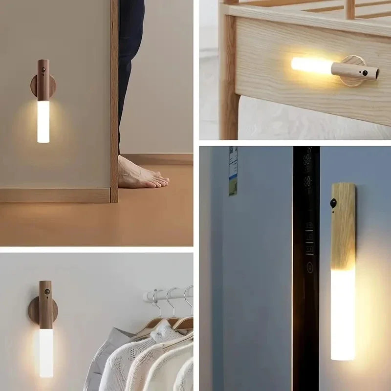 Luz nocturna inteligente con detección de movimiento humano, luz LED recargable para pared de gabinete de pasillo, inducción de pared de inodoro doméstico, 1 ud.