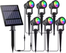 3000K/RGB Solar LED Light Outdoor Solar Spotlight Solar Garden Light Outdoor IP65 Waterproof Solar Power Light Wall Light