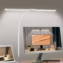 Lámpara LED de escritorio de doble cabezal, luz regulable para Monitor de PC, lámparas de mesa USB, luces de lectura, protección ocular, modo de 3 colores para oficina