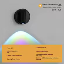 Magnetic Base USB Rechargeable LED Cordless Wall Light with Touch Switch Black White Magnet Dimmable Bedside Lamp for Reading