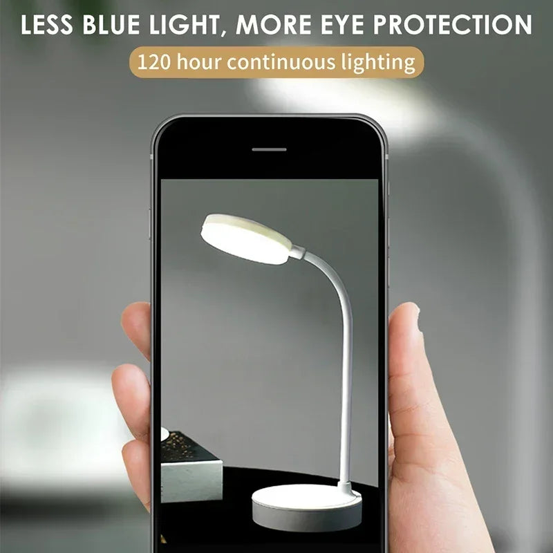 HOMEFISH Portable LED Desk Lamp USB Plug Battery Powered 3 Color Stepless Dimming Eye Protection Light for Bedroom Bedside Study