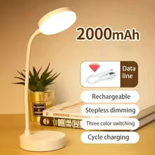 HOMEFISH Portable LED Desk Lamp USB Plug Battery Powered 3 Color Stepless Dimming Eye Protection Light for Bedroom Bedside Study