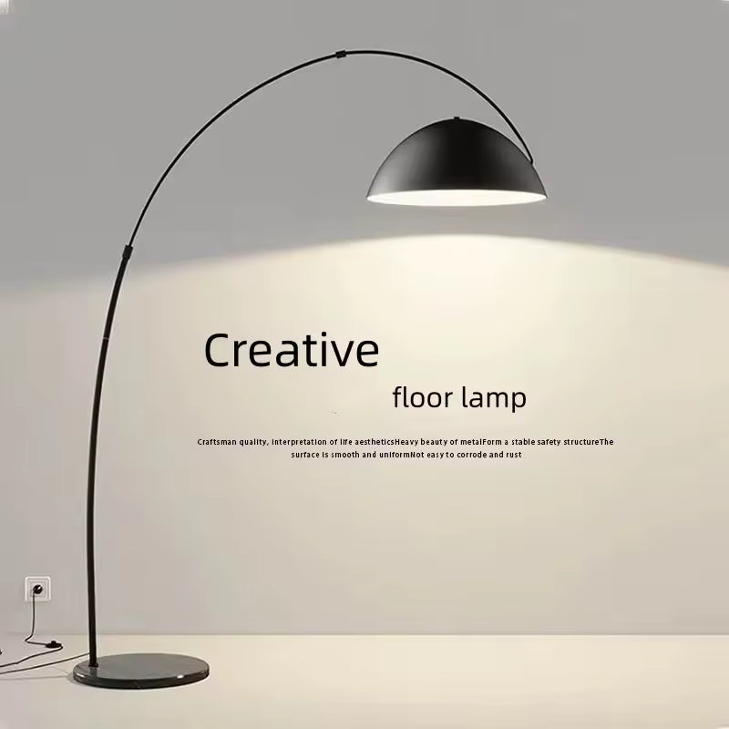 Modern Creative Arc Floor Lamp Black Marble Base Fishing Standing Lamp For Living Room Bedroom Indoor Home Led Floor Lighting