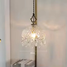 YEBMLP French Retro Glass Hanging Light Indoor LED Luxury Art Chandelier Bedroom Bar Restaurant Table Pendant Lamp With E14 Bulb