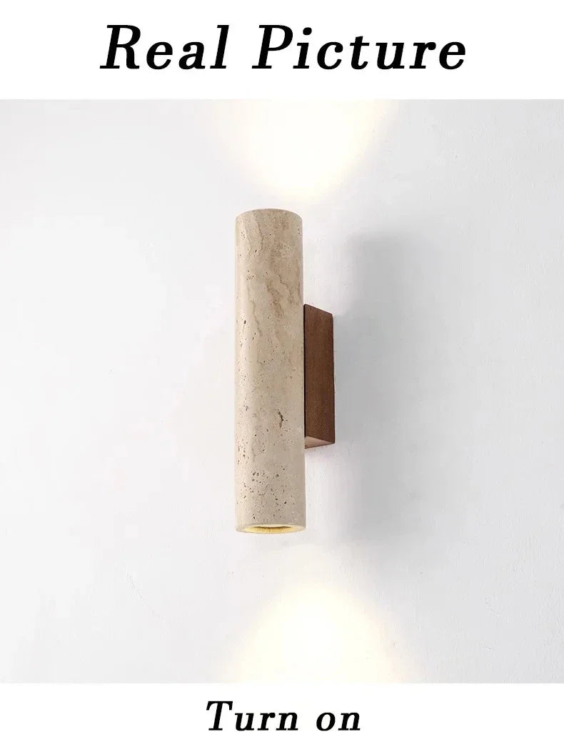 Wabi Sabi Yellow Marble Wall Lamp Led Bedside Japan Bedroom Living Room Wall Light Travertine Stair Corridor Decor Sconce
