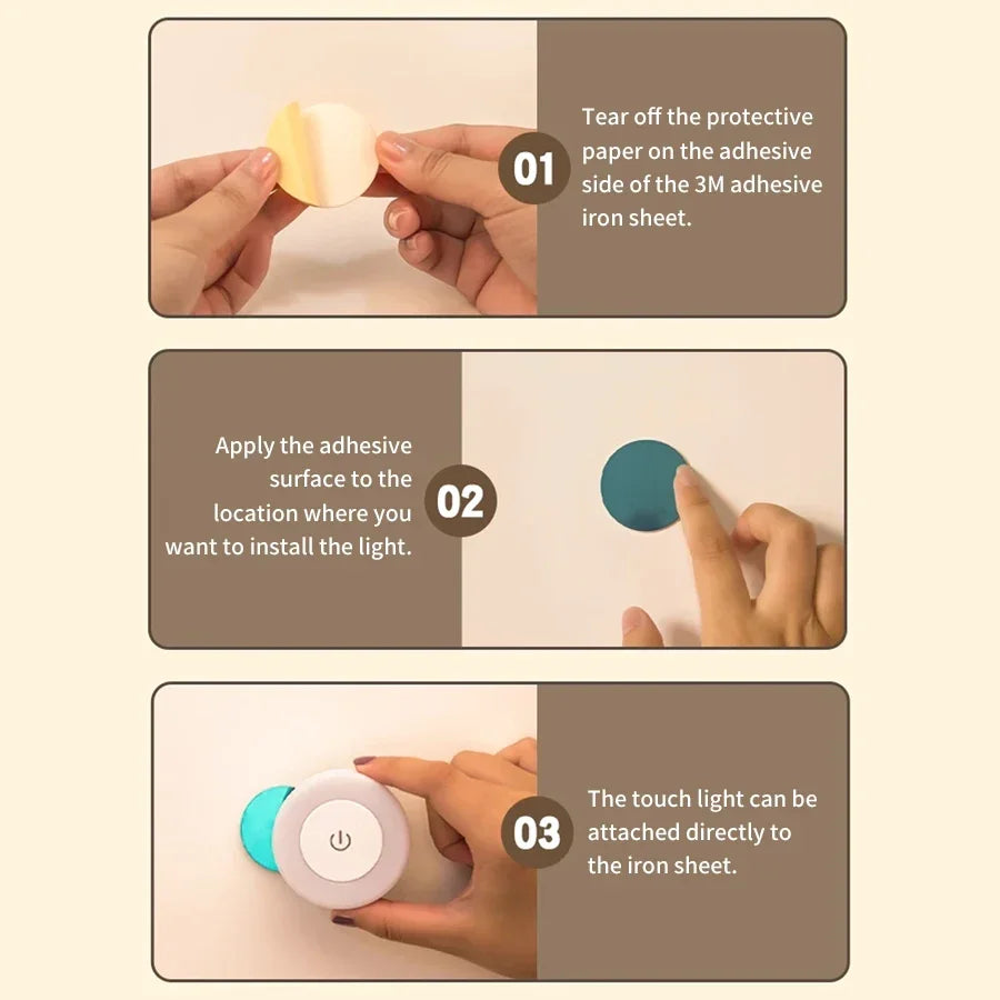 Lámpara de pared Led redonda, luz nocturna recargable con Interruptor táctil, luz de libro magnética regulable para lectura, armario de dormitorio