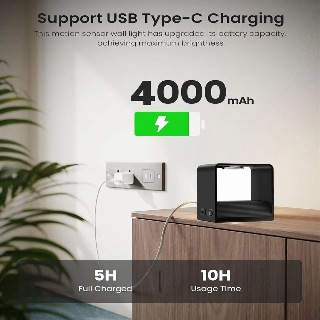 Wireless Rechargeable Battery-Powered Wall Light with Motion Sensor and Remote Control, 3-Color Wireless Wall Light, Led Indoor Up-And-Down Wall Light, 4000Mah, Adjustable Brightness, Magnetic Wall Light, Led Wall Light for Bedroom, Living Room, Hallway