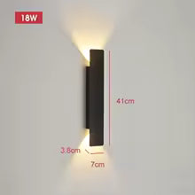 Outdoor Waterproof Wall Lamps Strip Aluminum Wall Lights 18W LED Black Wall Lamp Bedroom Exterior Outdoor Lighting Fixtures