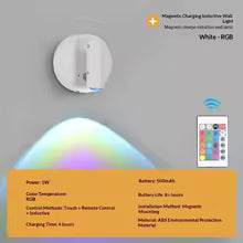Magnetic Base USB Rechargeable LED Cordless Wall Light with Touch Switch Black White Magnet Dimmable Bedside Lamp for Reading