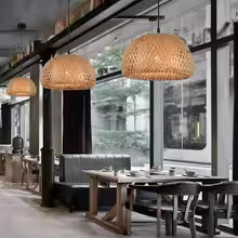 Bamboo Hanging Lamp Pendant Ceiling Light Rattan Wicker Lustre Hand Knit Braiding Suspended Home Dining люстра потол