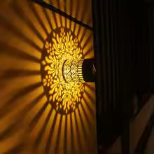 Solar Lights Peony Flower Pattern IP65 Metal Outdoor Step Wall Fence Lights Garden Backyard Decoration Outdoor Decor Front Door