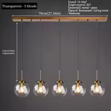 Modern Luxury Metal Chandelier Nordic Creative LED Glass Pendant Lamp Living Room Dining Room Bedside Simple Small Hanging Lamp
