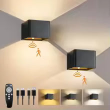 Wireless Rechargeable Battery-Powered Wall Light with Motion Sensor and Remote Control, 3-Color Wireless Wall Light, Led Indoor Up-And-Down Wall Light, 4000Mah, Adjustable Brightness, Magnetic Wall Light, Led Wall Light for Bedroom, Living Room, Hallway