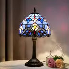 Modern Style Table Lamp, Handmade Stained Glass Small Desk Lamp for Living Room Bedroom Office Baroque Pattern