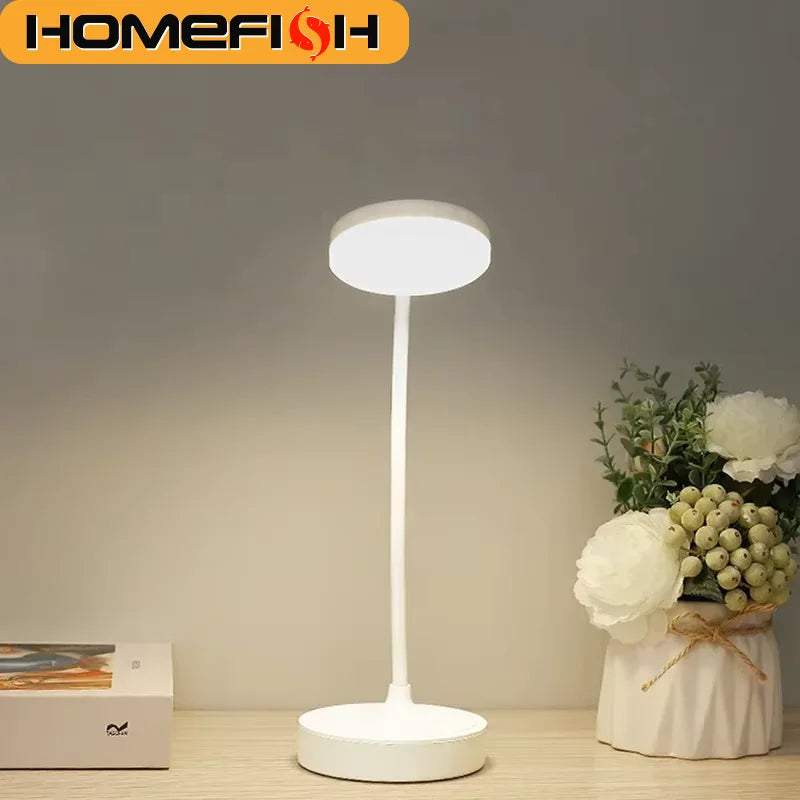 HOMEFISH Portable LED Desk Lamp USB Plug Battery Powered 3 Color Stepless Dimming Eye Protection Light for Bedroom Bedside Study