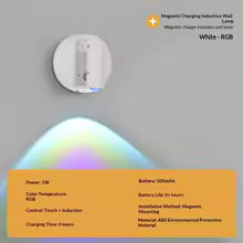 Magnetic Base USB Rechargeable LED Cordless Wall Light with Touch Switch Black White Magnet Dimmable Bedside Lamp for Reading