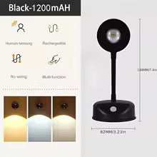 Lámpara de pared inalámbrica inteligente con sensor de movimiento, recargable por USB, con foco LED regulable para iluminar cuadros e imágenes.