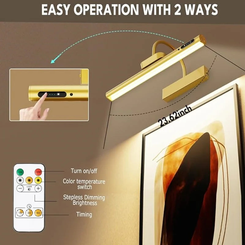 4000mAH Painting Picture Light Portrait With Remote Living Room Wireless Wall Lamp Art Display Rechargeable Battery Operated
