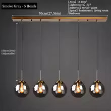 Modern Luxury Metal Chandelier Nordic Creative LED Glass Pendant Lamp Living Room Dining Room Bedside Simple Small Hanging Lamp