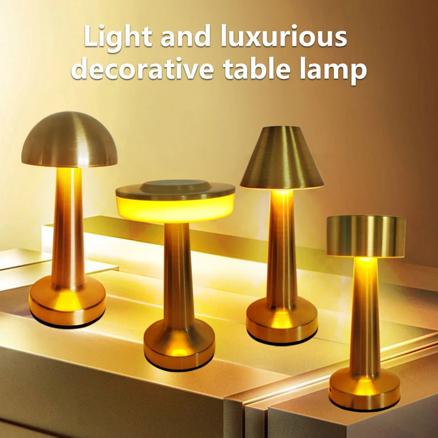 Luz LED de mesa táctil de Metal, Lámpara decorativa de escritorio, luces nocturnas recargables para Bar, mesa de centro, restaurante, luz decorativa